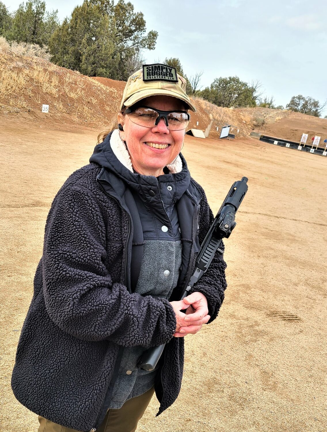 Jan at Gunsite with her Ruger PC Charger